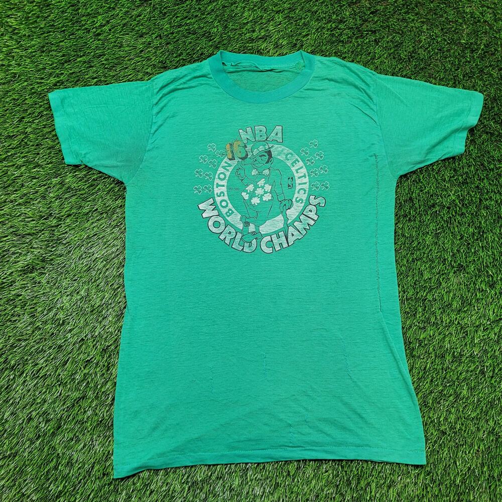VTG 80s 1986 Boston Celtics T-Shirt Paper Thin Single Stitch Larry Bird Era XL